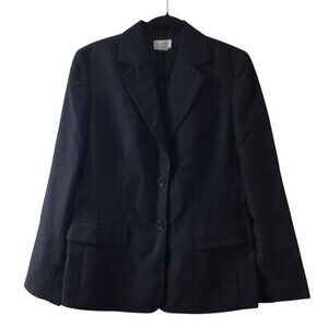 Loft Ann Taylor Blazer Women’s 8 Black Pinstriped Wool Suit Coat Jacket Striped